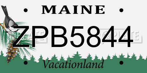 ZPB5844 Maine License Plate
