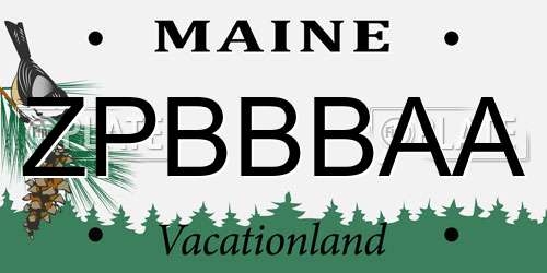 ZPBBBAA Maine License Plate