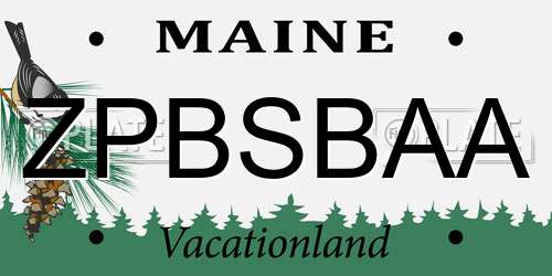 ZPBSBAA Maine License Plate