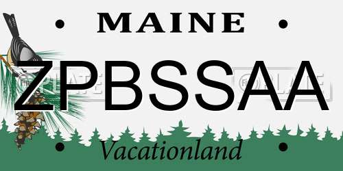 ZPBSSAA Maine License Plate