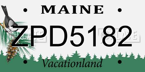 ZPD5182 Maine License Plate