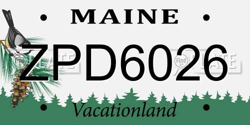 ZPD6026 Maine License Plate
