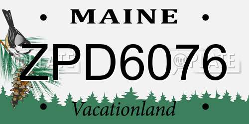 ZPD6076 Maine License Plate