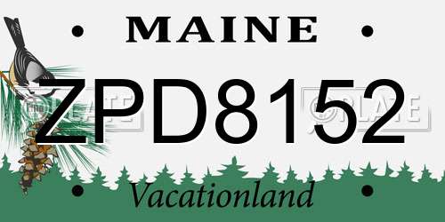 ZPD8152 Maine License Plate