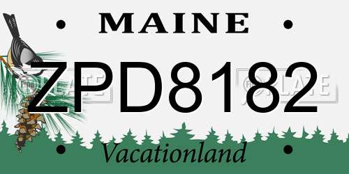 ZPD8182 Maine License Plate