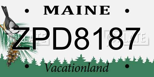 ZPD8187 Maine License Plate