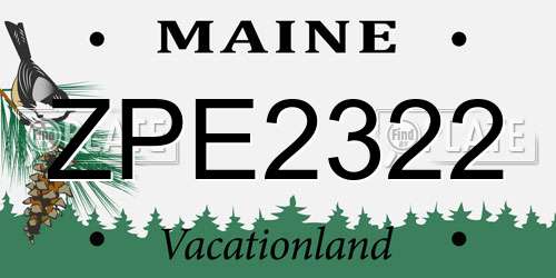 ZPE2322 Maine License Plate