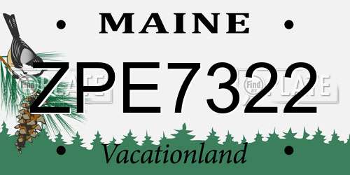 ZPE7322 Maine License Plate