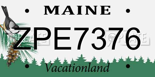 ZPE7376 Maine License Plate