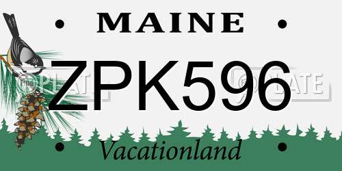 ZPK596 Maine License Plate