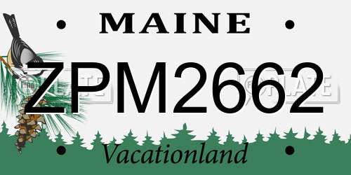 ZPM2662 Maine License Plate