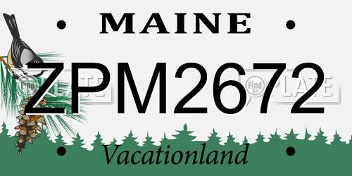 ZPM2672 Maine License Plate