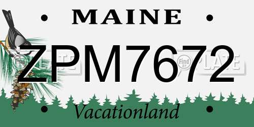 ZPM7672 Maine License Plate