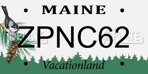 ZPNC62 Maine License Plate