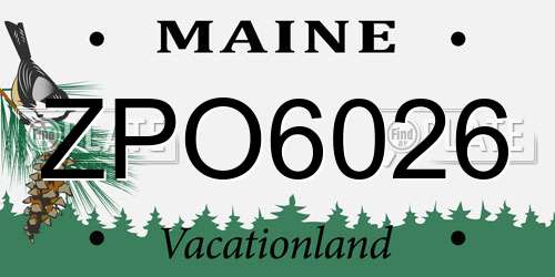ZPO6026 Maine License Plate