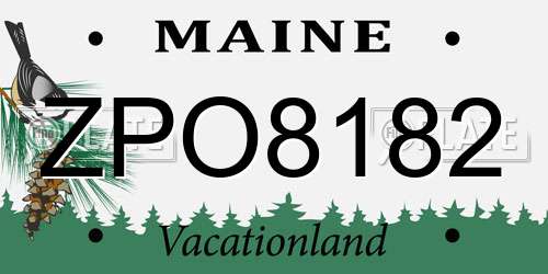 ZPO8182 Maine License Plate