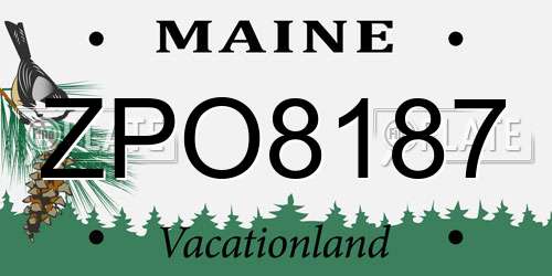 ZPO8187 Maine License Plate