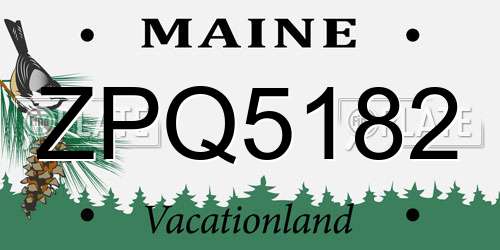 ZPQ5182 Maine License Plate