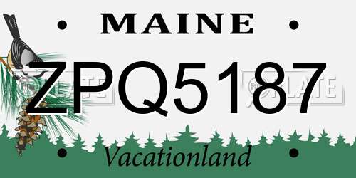 ZPQ5187 Maine License Plate