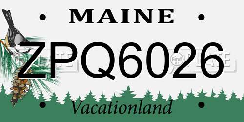 ZPQ6026 Maine License Plate