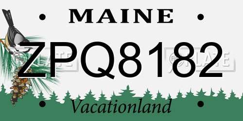 ZPQ8182 Maine License Plate