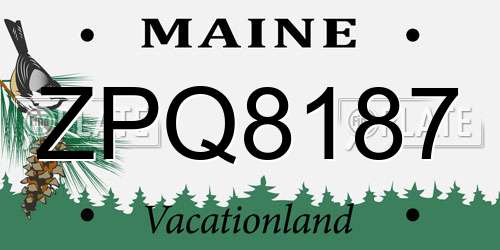 ZPQ8187 Maine License Plate