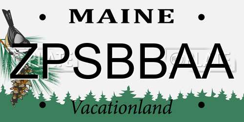 ZPSBBAA Maine License Plate