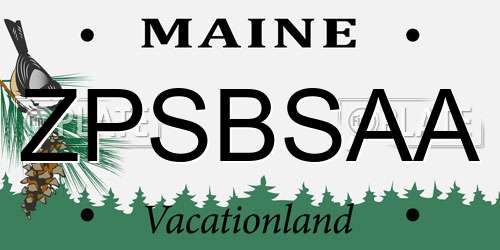 ZPSBSAA Maine License Plate
