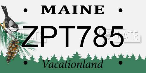 ZPT785 Maine License Plate
