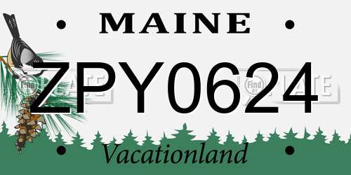 ZPY0624 Maine License Plate
