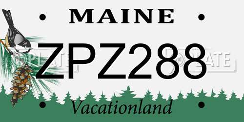 ZPZ288 Maine License Plate
