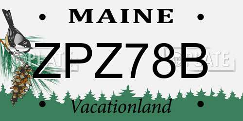 ZPZ78B Maine License Plate