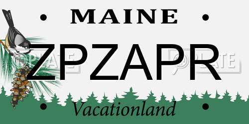 ZPZAPR Maine License Plate