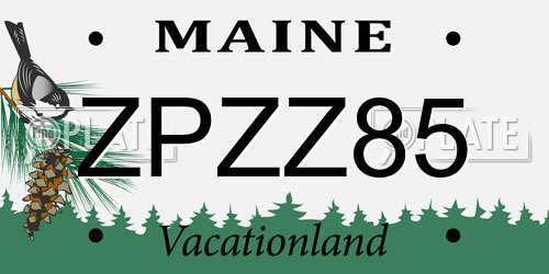 ZPZZ85 Maine License Plate