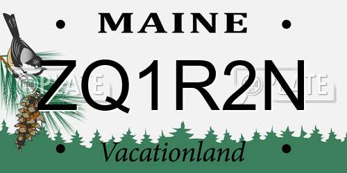 ZQ1R2N Maine License Plate