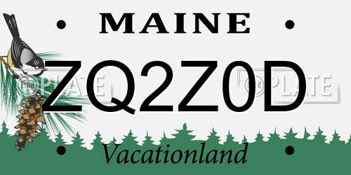 ZQ2Z0D Maine License Plate