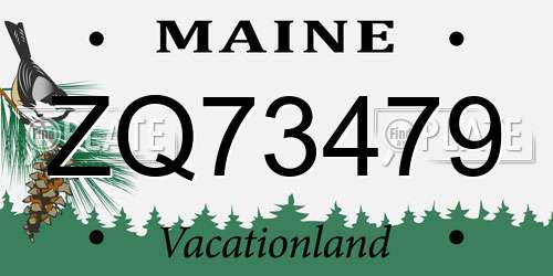 ZQ73479 Maine License Plate