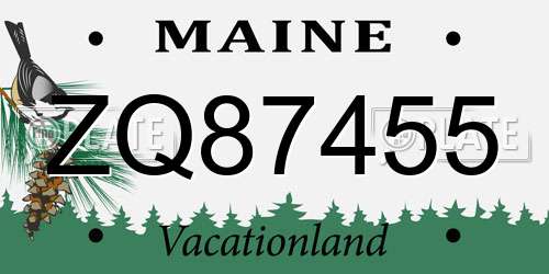 ZQ87455 Maine License Plate