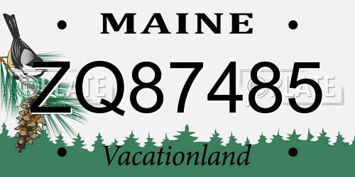ZQ87485 Maine License Plate
