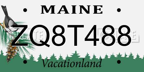 ZQ8T488 Maine License Plate