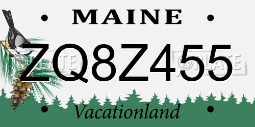 ZQ8Z455 Maine License Plate