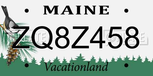 ZQ8Z458 Maine License Plate