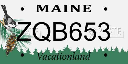 ZQB653 Maine License Plate