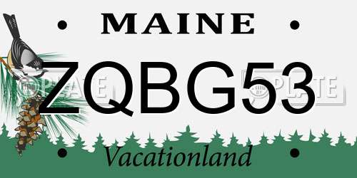 ZQBG53 Maine License Plate