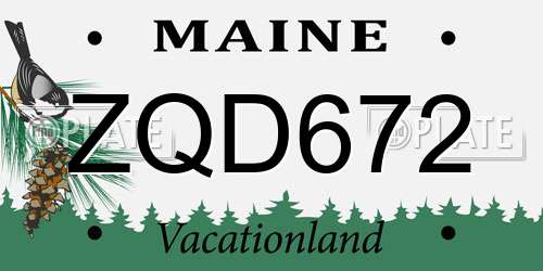 ZQD672 Maine License Plate