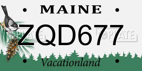 ZQD677 Maine License Plate