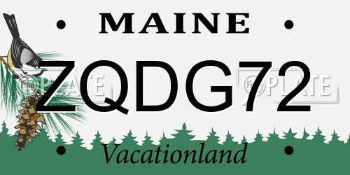 ZQDG72 Maine License Plate