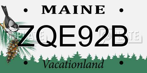 ZQE92B Maine License Plate