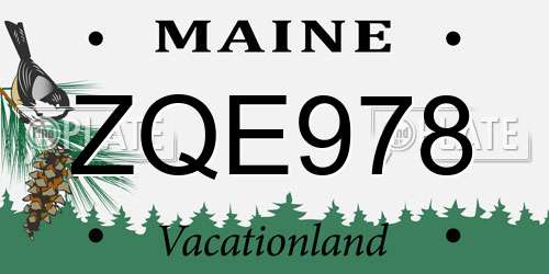 ZQE978 Maine License Plate