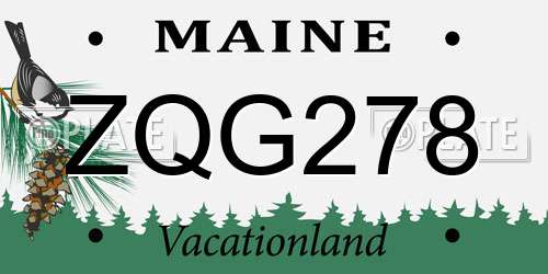 ZQG278 Maine License Plate